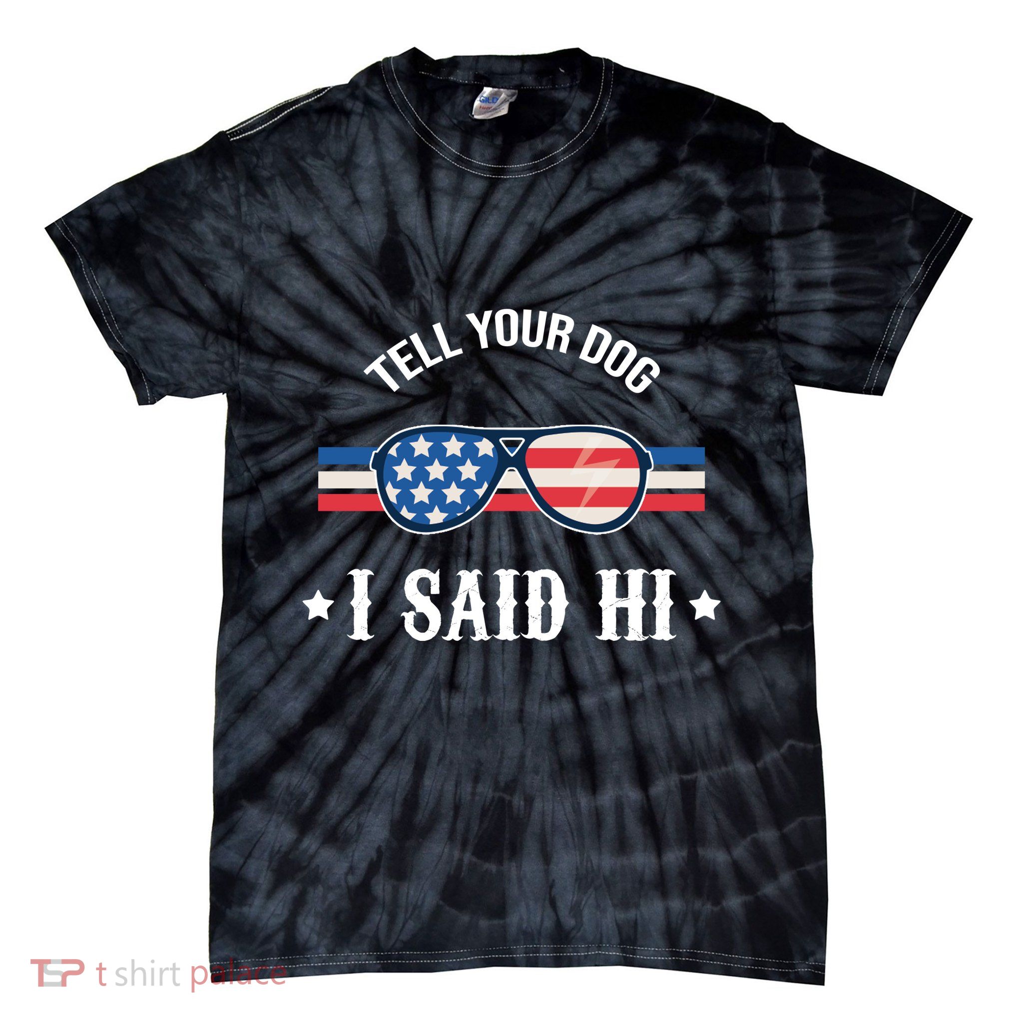 Tell Your Dog I Said Hi Funny USA Retro Shades Tie-Dye T-Shirt
