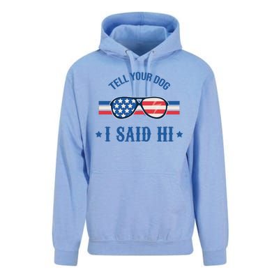 Tell Your Dog I Said Hi Funny USA Retro Shades Unisex Surf Hoodie