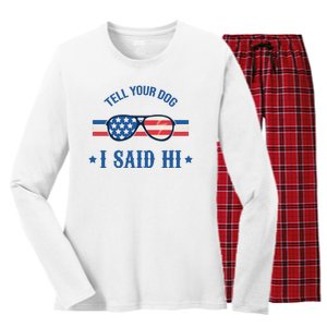 Tell Your Dog I Said Hi Funny USA Retro Shades Women's Long Sleeve Flannel Pajama Set 