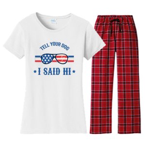 Tell Your Dog I Said Hi Funny USA Retro Shades Women's Flannel Pajama Set