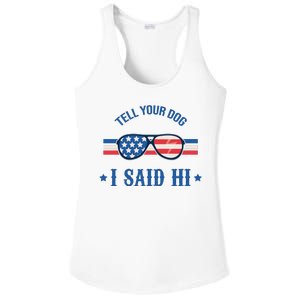 Tell Your Dog I Said Hi Funny USA Retro Shades Ladies PosiCharge Competitor Racerback Tank