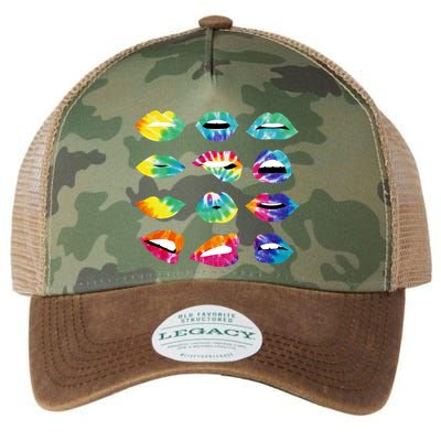 Tye Dye Colorful Hippy Lips Legacy Tie Dye Trucker Hat