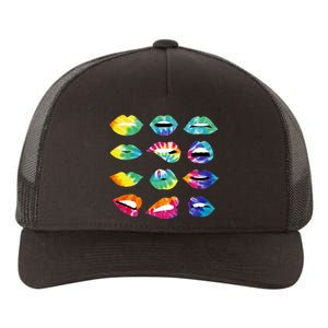 Tye Dye Colorful Hippy Lips Yupoong Adult 5-Panel Trucker Hat