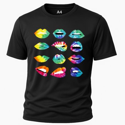 Tye Dye Colorful Hippy Lips Performance Shirt
