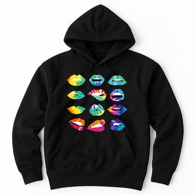 Tye Dye Colorful Hippy Lips Hoodie