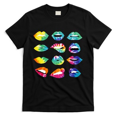 Tye Dye Colorful Hippy Lips T-Shirt
