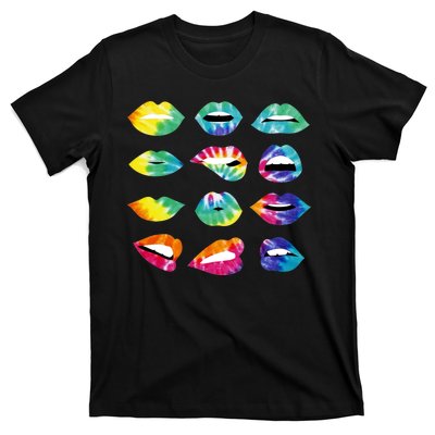 Tye Dye Colorful Hippy Lips T-Shirt