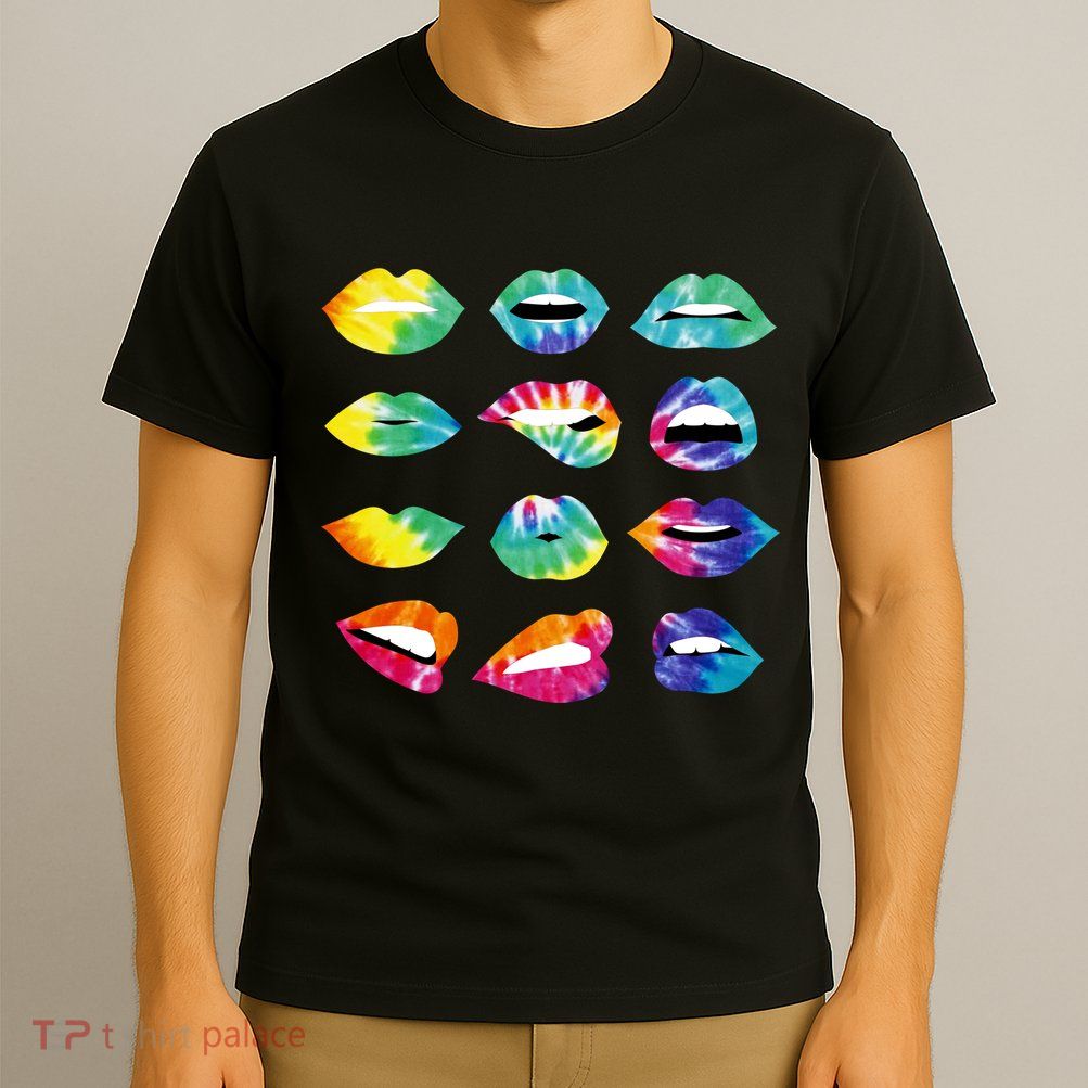 Tye Dye Colorful Hippy Lips T-Shirt
