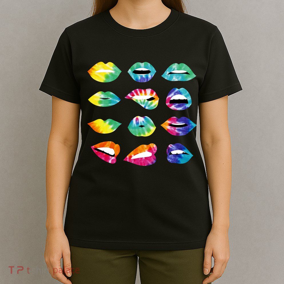 Tye Dye Colorful Hippy Lips T-Shirt
