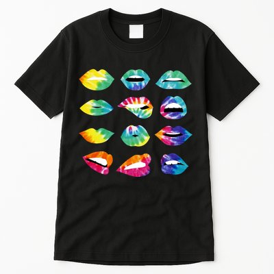 Tye Dye Colorful Hippy Lips Tall T-Shirt