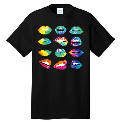 Tye Dye Colorful Hippy Lips Tall T-Shirt