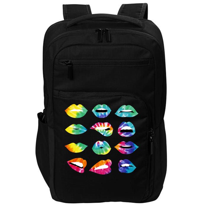 Tye Dye Colorful Hippy Lips Impact Tech Backpack