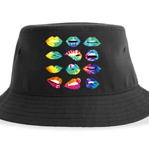 Tye Dye Colorful Hippy Lips Sustainable Bucket Hat