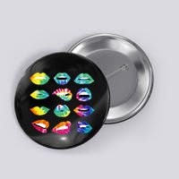 Tye Dye Colorful Hippy Lips Button