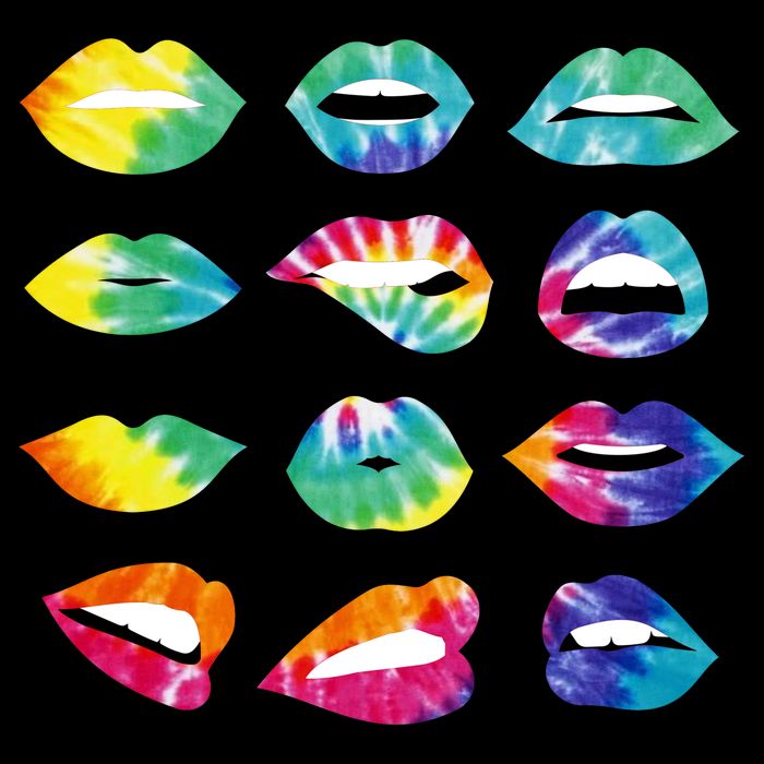 Tye Dye Colorful Hippy Lips Button