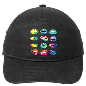 Tye Dye Colorful Hippy Lips 7-Panel Snapback Hat