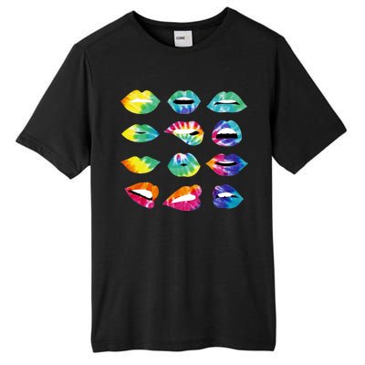 Tye Dye Colorful Hippy Lips Tall Fusion ChromaSoft Performance T-Shirt