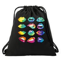 Tye Dye Colorful Hippy Lips Drawstring Bag