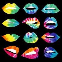 Tye Dye Colorful Hippy Lips Drawstring Bag