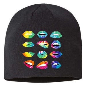 Tye Dye Colorful Hippy Lips Sustainable Beanie