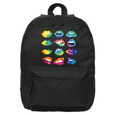 Tye Dye Colorful Hippy Lips 16 in Basic Backpack