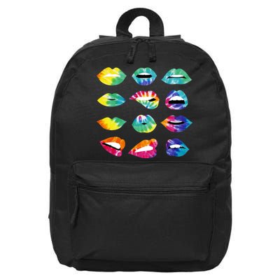 Tye Dye Colorful Hippy Lips 16 in Basic Backpack