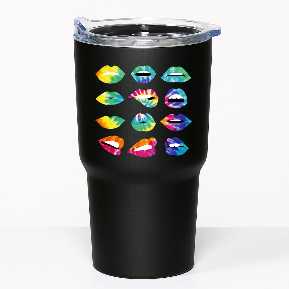 Tye Dye Colorful Hippy Lips Tumbler