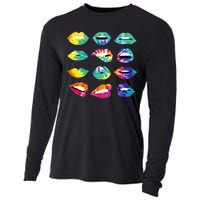 Tye Dye Colorful Hippy Lips Cooling Performance Long Sleeve Crew