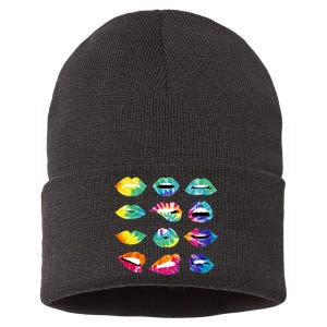 Tye Dye Colorful Hippy Lips Sustainable Knit Beanie