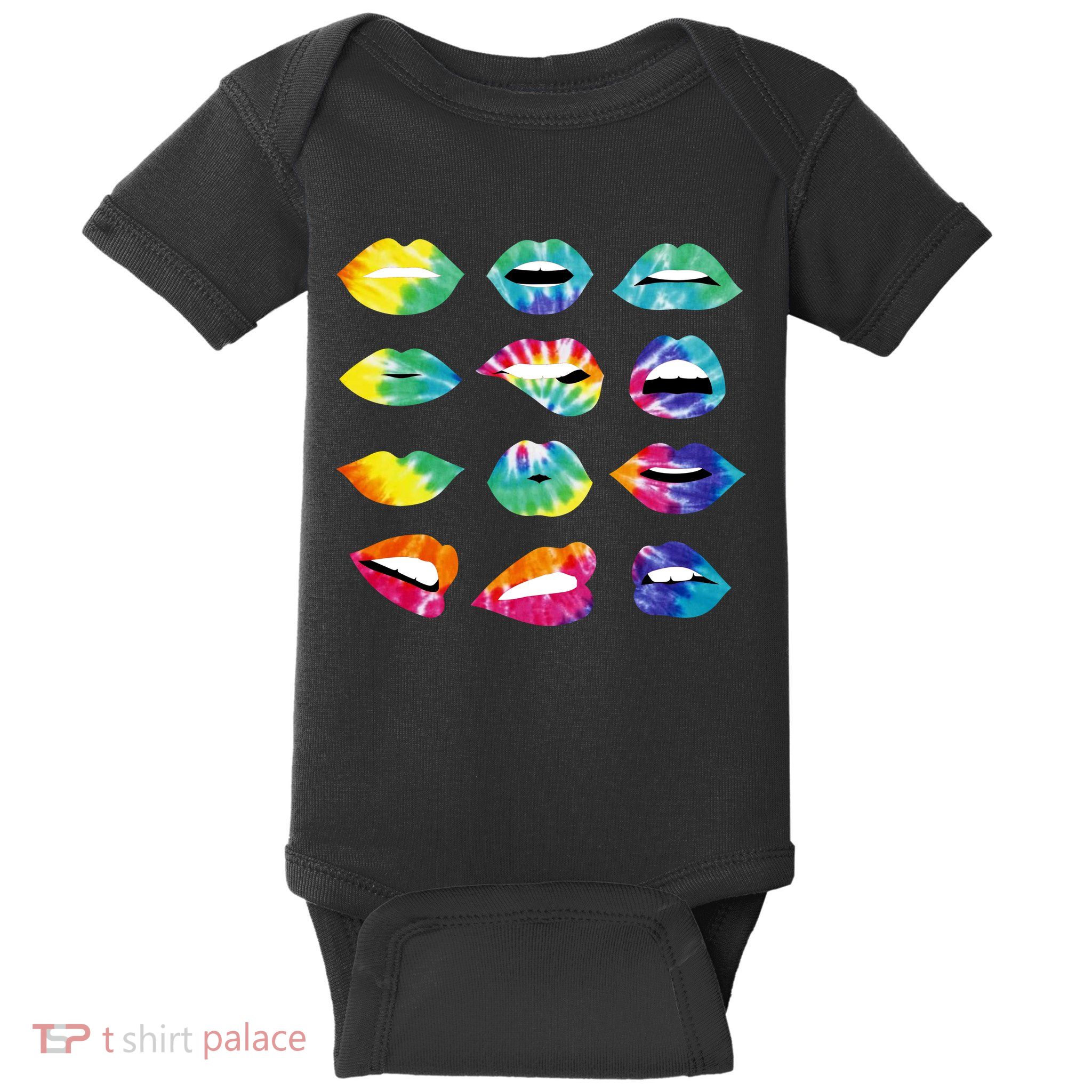 Tye Dye Colorful Hippy Lips Baby Bodysuit