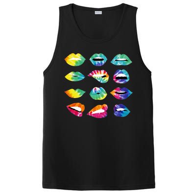 Tye Dye Colorful Hippy Lips PosiCharge Competitor Tank