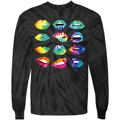 Tye Dye Colorful Hippy Lips Tie-Dye Long Sleeve Shirt