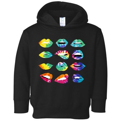 Tye Dye Colorful Hippy Lips Toddler Hoodie