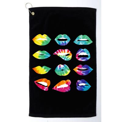 Tye Dye Colorful Hippy Lips Golf Towel