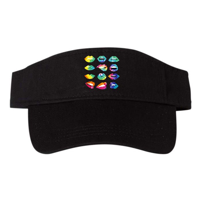 Tye Dye Colorful Hippy Lips Valucap Bio-Washed Visor