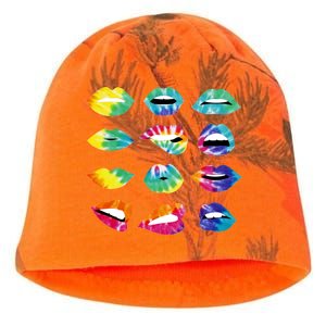 Tye Dye Colorful Hippy Lips Kati - Camo Knit Beanie