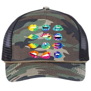 Tye Dye Colorful Hippy Lips Retro Rope Trucker Hat Cap