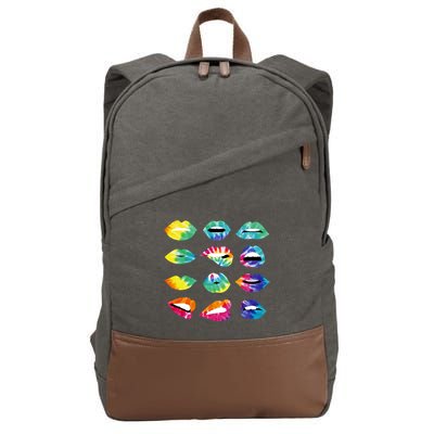 Tye Dye Colorful Hippy Lips Cotton Canvas Backpack