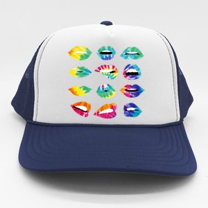 Tye Dye Colorful Hippy Lips Trucker Hat