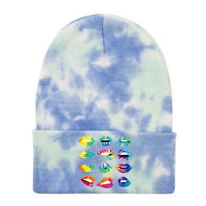 Tye Dye Colorful Hippy Lips Tie Dye 12in Knit Beanie