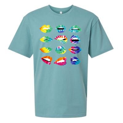 Tye Dye Colorful Hippy Lips Sueded Cloud Jersey T-Shirt