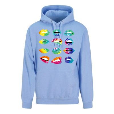 Tye Dye Colorful Hippy Lips Unisex Surf Hoodie