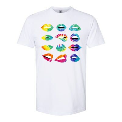 Tye Dye Colorful Hippy Lips Softstyle® CVC T-Shirt