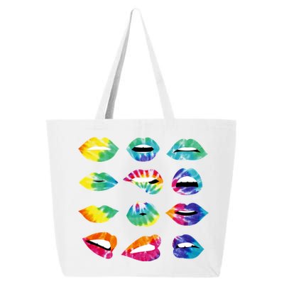 Tye Dye Colorful Hippy Lips 25L Jumbo Tote