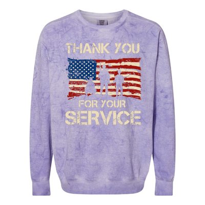 Thank You For Your Service Veterans Day Vintage USA Colorblast Crewneck Sweatshirt