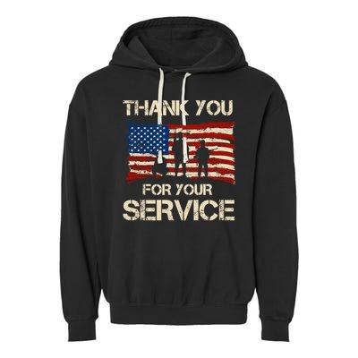 Thank You For Your Service Veterans Day Vintage USA Garment-Dyed Fleece Hoodie