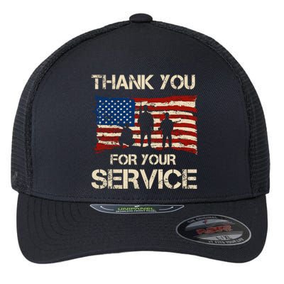 Thank You For Your Service Veterans Day Vintage USA Flexfit Unipanel Trucker Cap