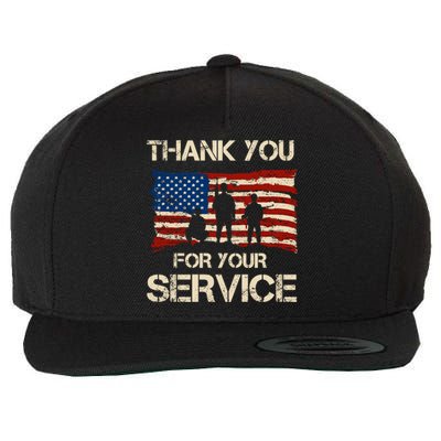 Thank You For Your Service Veterans Day Vintage USA Wool Snapback Cap