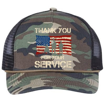 Thank You For Your Service Veterans Day Vintage USA Retro Rope Trucker Hat Cap