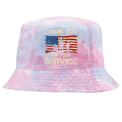 Thank You For Your Service Veterans Day Vintage USA Tie-Dyed Bucket Hat